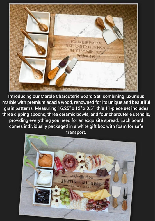 Marble Charcuterie Board Set