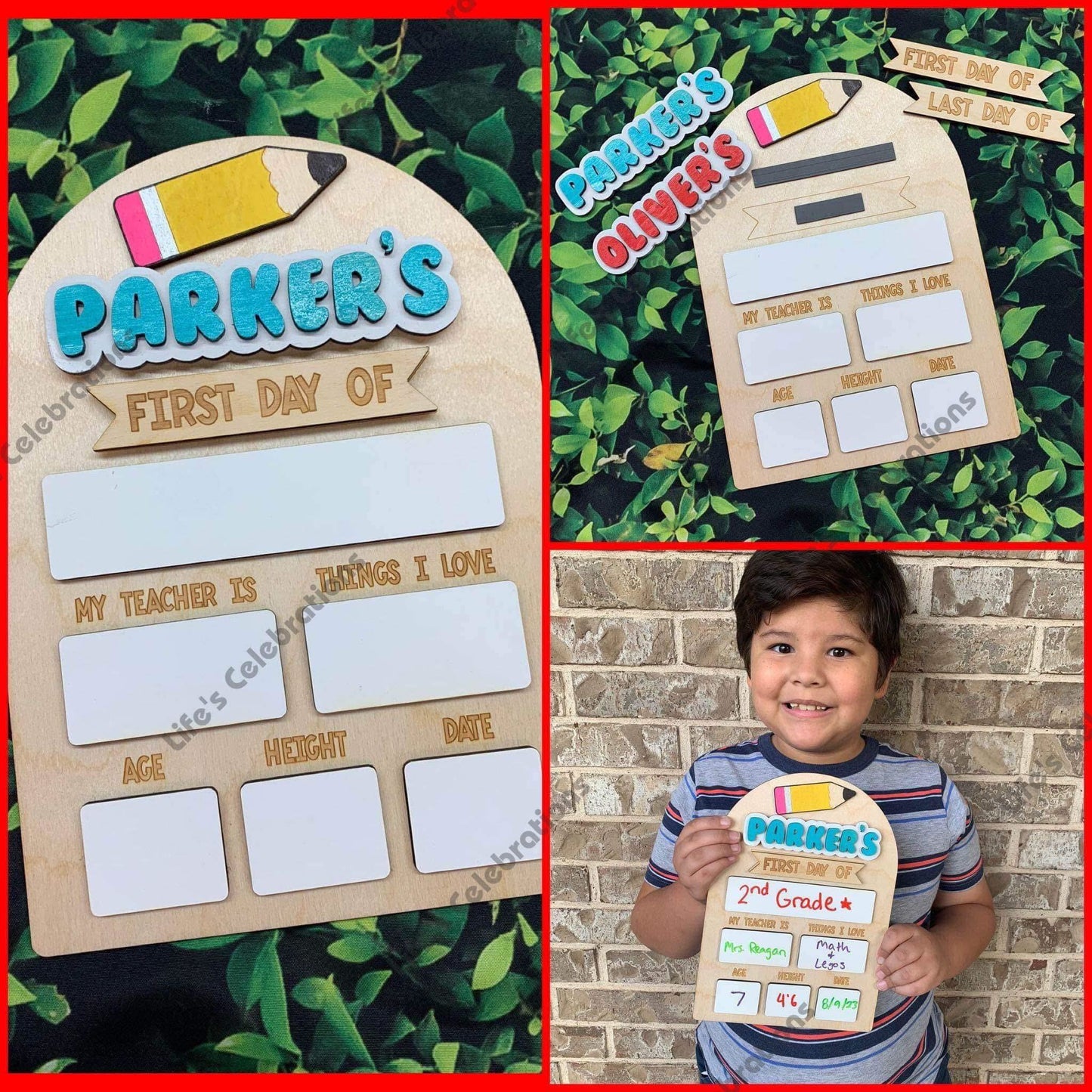 Interchangeable NAMES for 1st/last day of School Signs