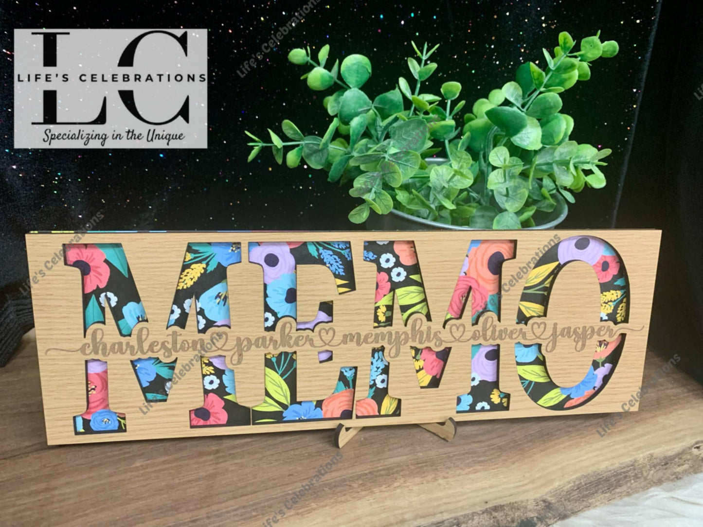 Mom/Grandma Floral Name Sign