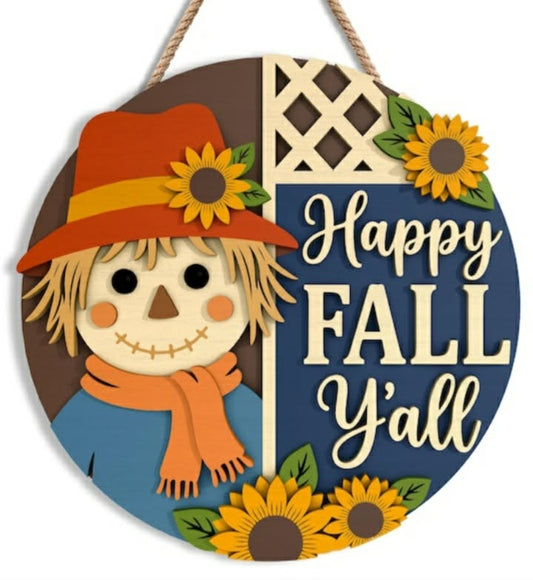 Happy Fall Yall Scarecrow Door Hanger DIY KIT