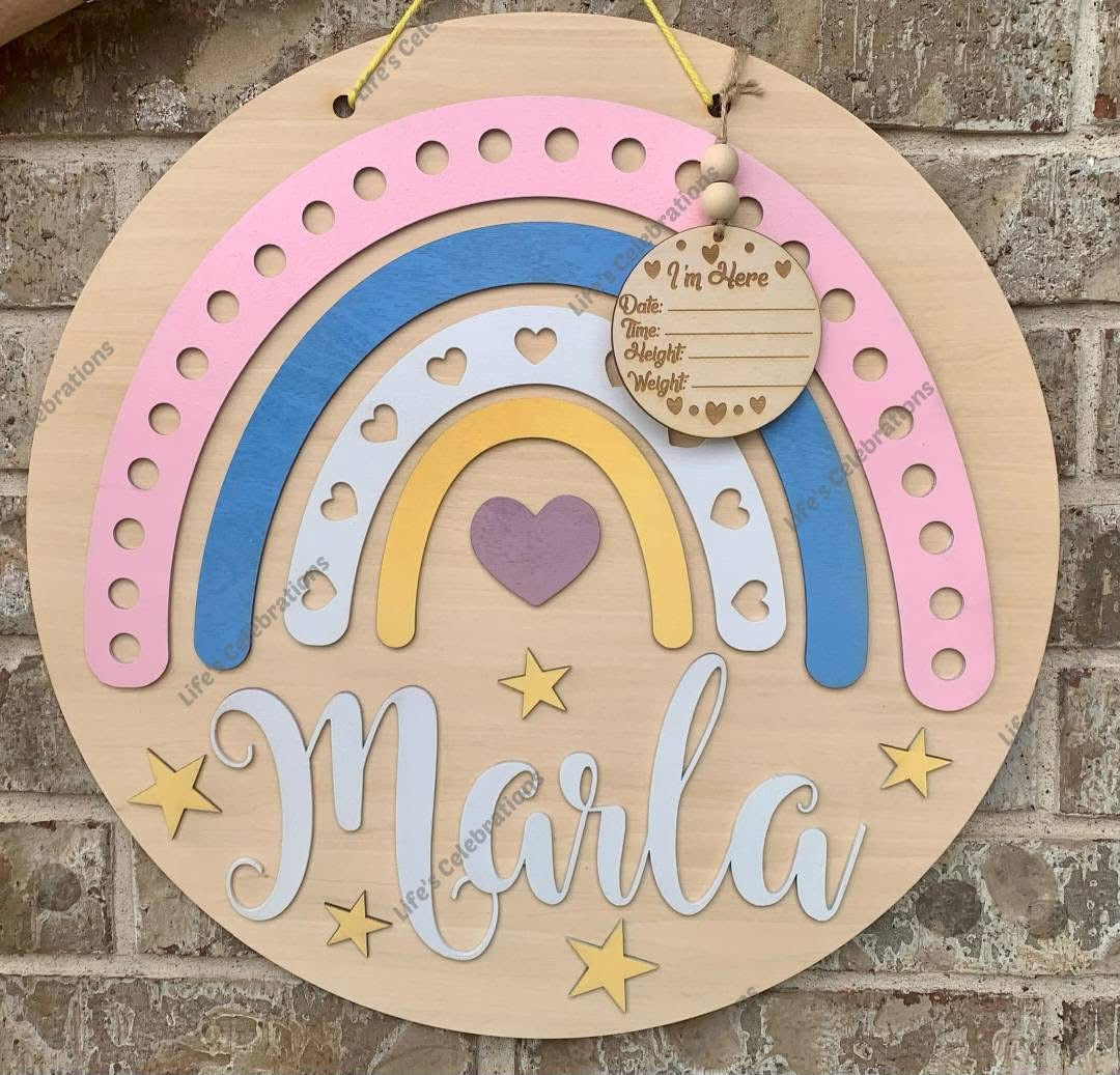 Rainbow Baby Door Hanger