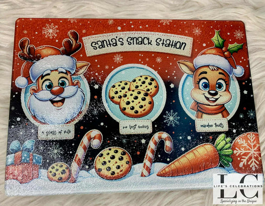 Santa’s Snack Station - Glass Cutting Board