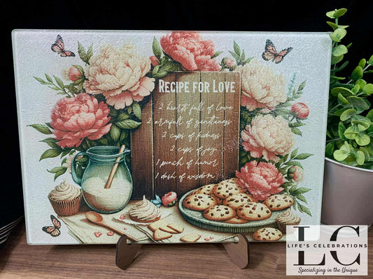 Recipe for Love - Glass Cutting Board