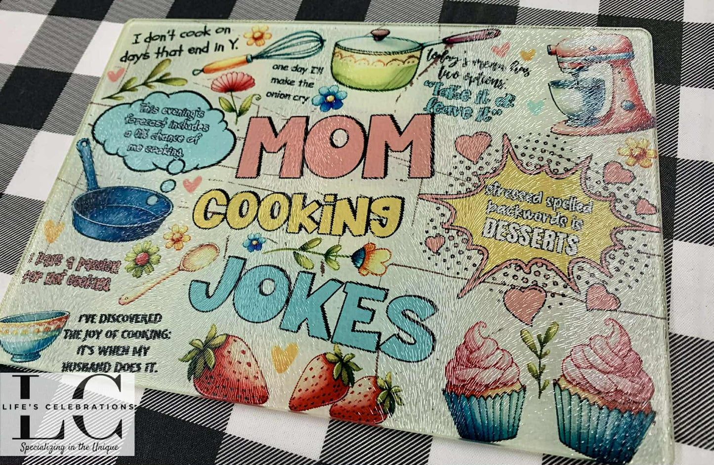 Mom Jokes - Glass Cutting Board