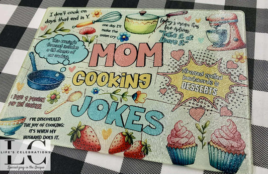 Mom Jokes - Glass Cutting Board