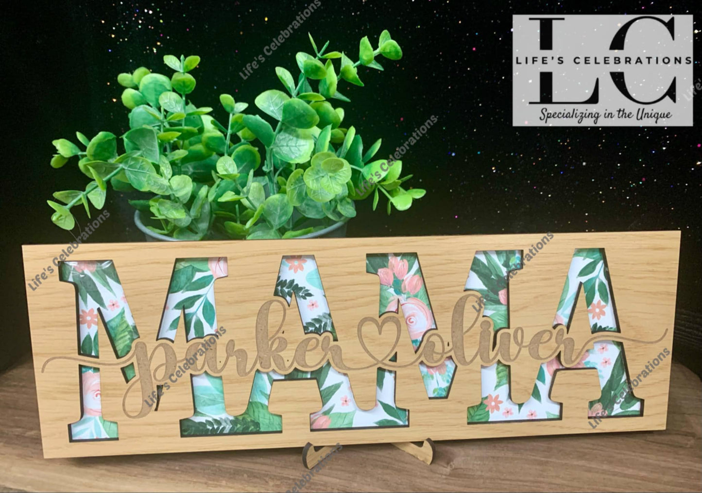 Mom/Grandma Floral Name Sign