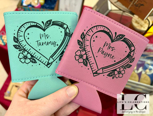Engraved Leatherette Teacher Koozie