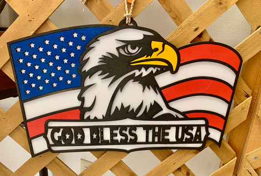 God Bless the USA Sign 15”