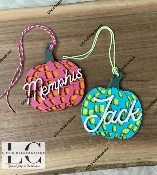 Disco Ball Pumpkin Boo Basket Tag