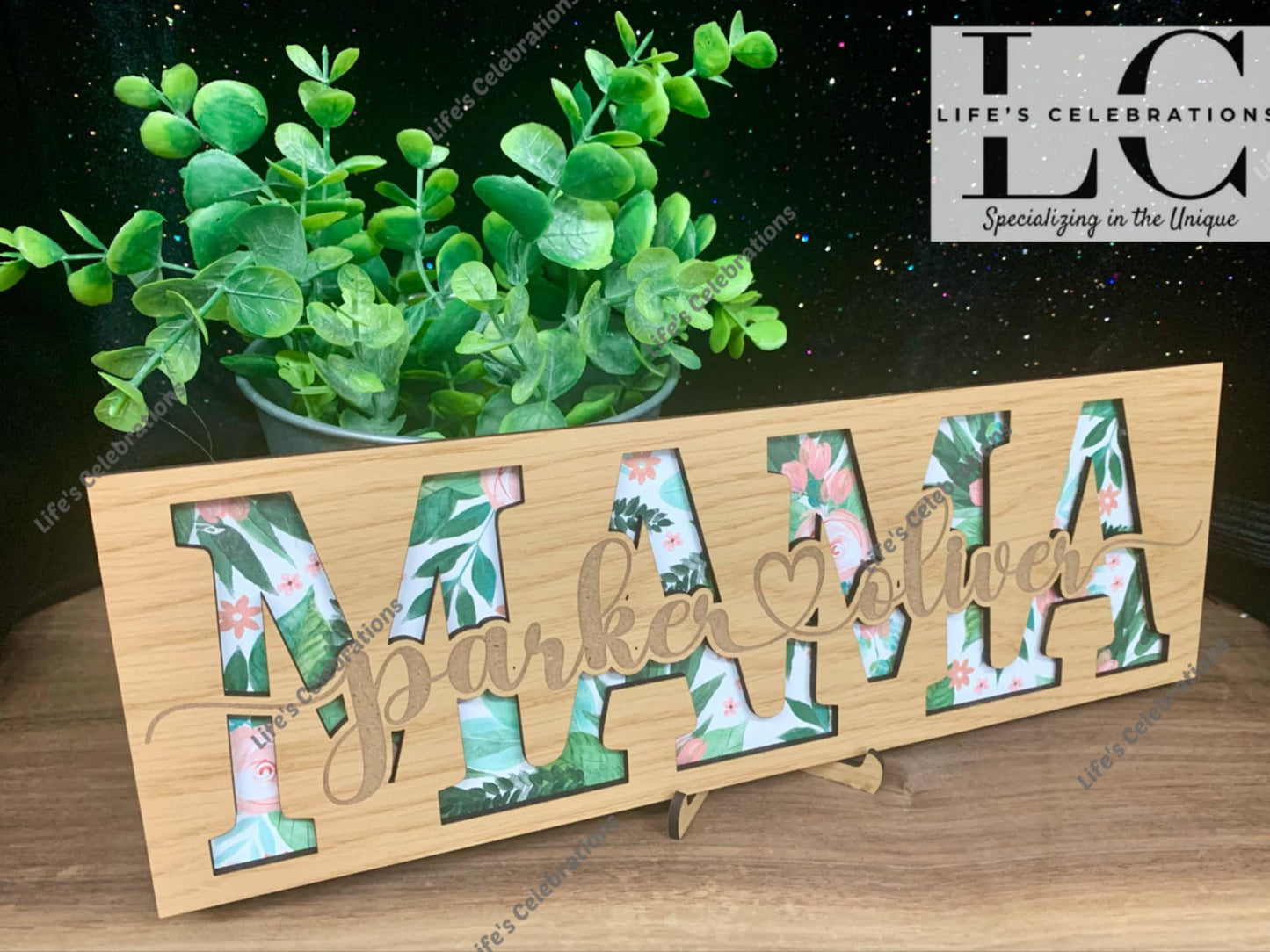 Mom/Grandma Floral Name Sign