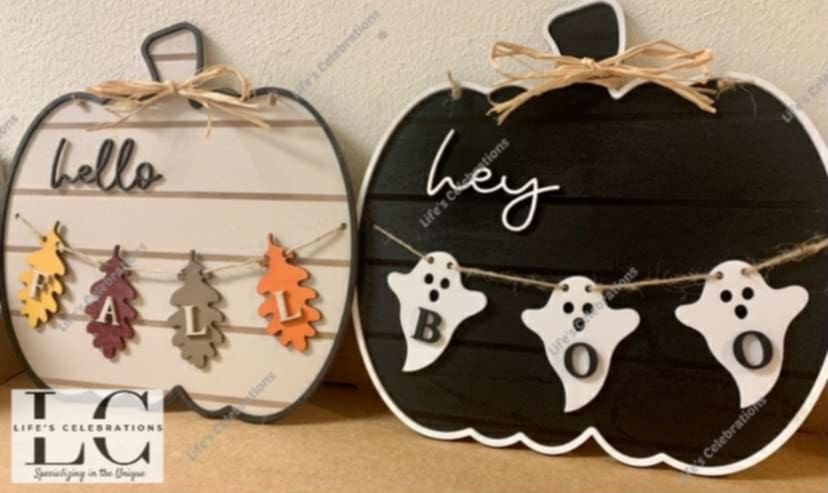 Pumpkin Banner Door Hanger