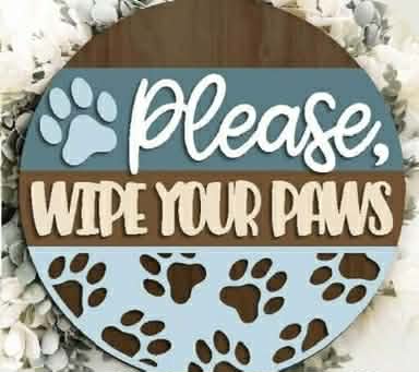 Please Wipe Your Paws Door Hanger