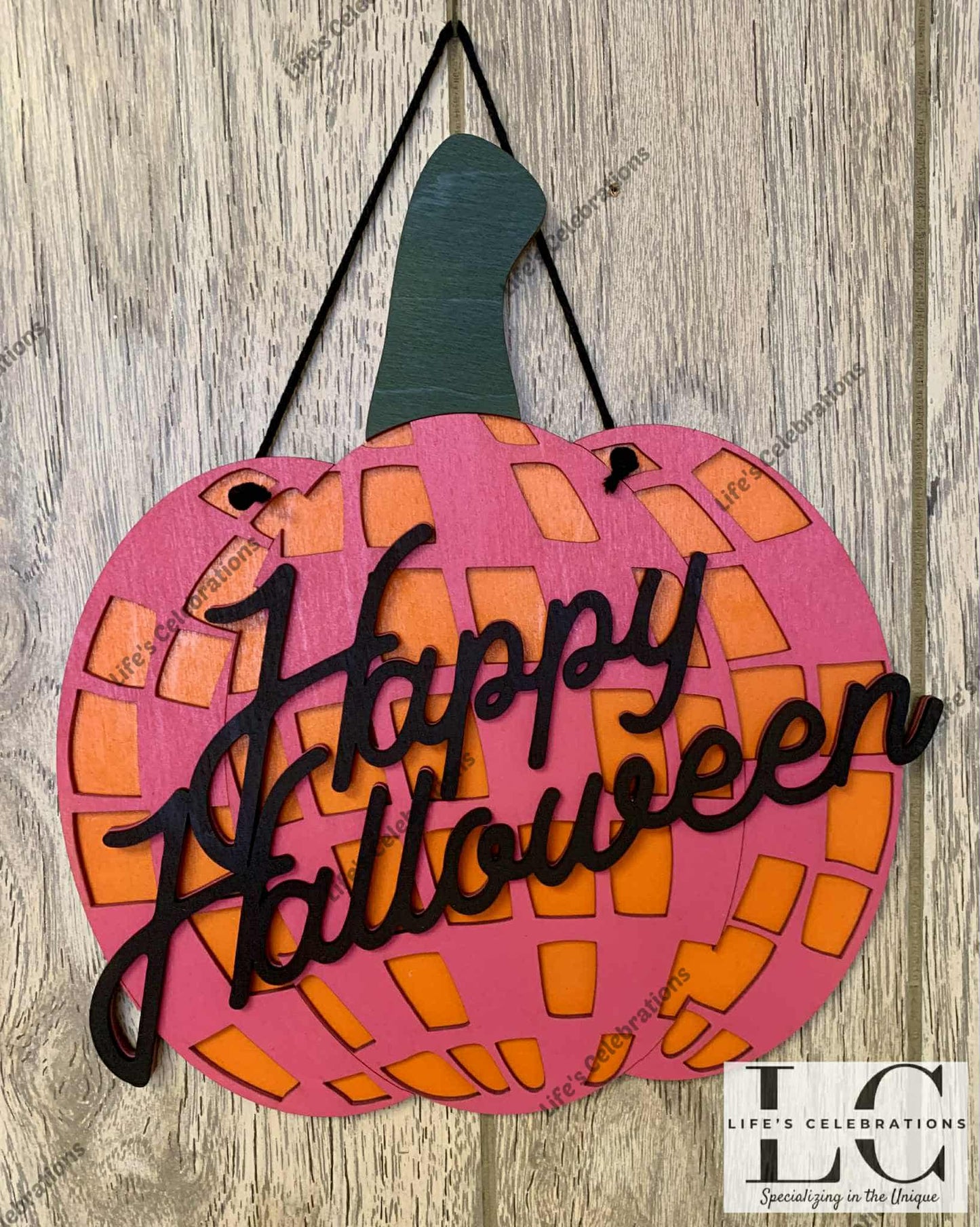 Disco Pumpkin Door Hanger 12”