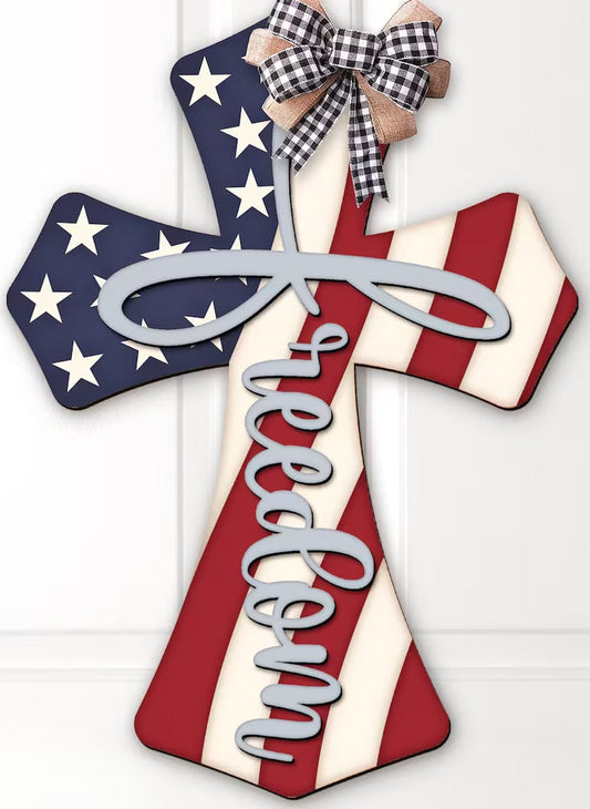 Patriotic Cross Door Hanger 18” - DIY KIT