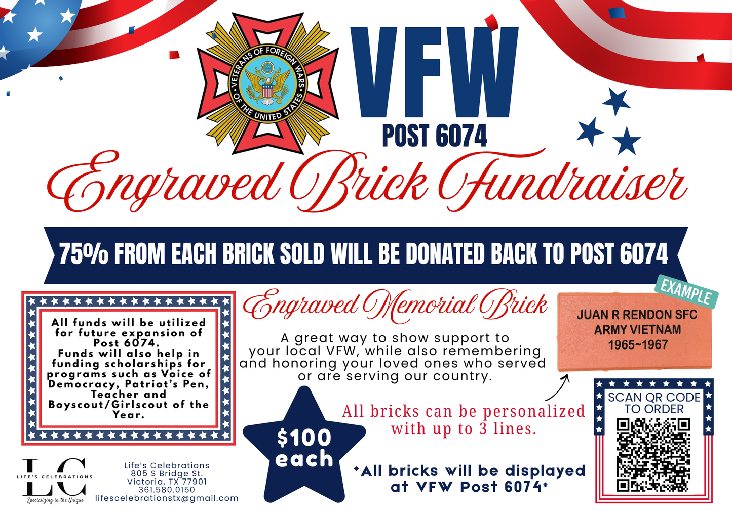 Engraved Brick - VFW Post 6074 Fundraiser
